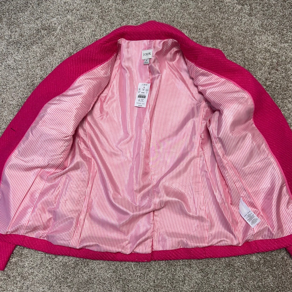 NWT J.Crew Tweed Schoolboy Blazer Sweet Fuchsia Women Size 4 Pink‎ BW287 Classic - Picture 10 of 11